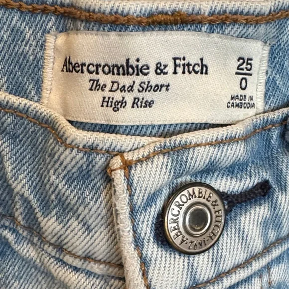 Abercrombie & Fitch Curve Love Light Blue High Waist Denim Dad Shorts W25 - Picture 2 of 3